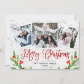 Cartes Pour Fêtes Annuelles 6 PHOTO Noël Rustic Birch Bark Salutation (Devant)