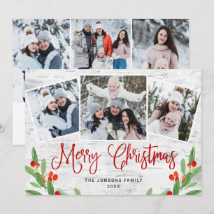 Cartes Pour Fêtes Annuelles 6 PHOTO Noël Rustic Birch Bark Salutation