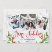 Cartes Pour Fêtes Annuelles 6 PHOTO Noël Rustic Birch Bark Salutation (Devant)