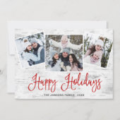 Cartes Pour Fêtes Annuelles 6 PHOTO Noël Rustic Birch Bark Salutation (Devant)