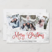 Cartes Pour Fêtes Annuelles 6 PHOTO Noël Rustic Birch Bark Salutation (Devant)