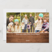 Cartes Pour Fêtes Annuelles 6 PHOTO Noël Rustique Brown Bois Salutation (Dos)