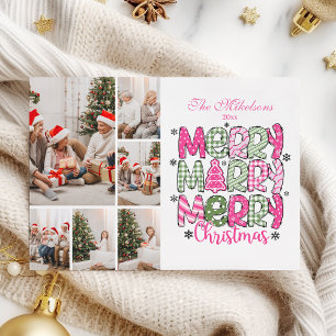 Cartes Pour Fêtes Annuelles 6 Photo Pink Green Joyeux Noël