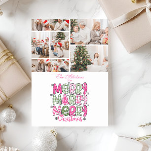 Cartes Pour Fêtes Annuelles 6 Photo Rose Vert Joyeux Noël Vacances
