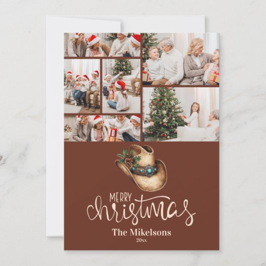 Cartes Pour Fêtes Annuelles 6 Photo Western Cowboy Casquette Noël (Devant)