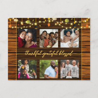 Cartes Pour Fêtes Annuelles 6 photos de famille Action de grâce rustique