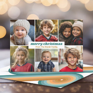 Cartes Pour Fêtes Annuelles 6 Photos - Joyeux Noël Minimal Retro Line Art