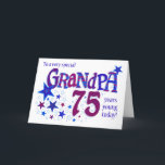 Cartes Pour Fêtes Annuelles 75e anniversaire de grand-père Word Art avec la ca<br><div class="desc">Montrez à votre grand-père ce qu'il veut dire pour vous avec cette carte de 75e anniversaire "étoilée" ! La couverture de l'accueil dit : "À un grand-père très spécial 75 ans aujourd'hui !" et le mot, grand-père et le nombre '75' sont énormes et remplis de motifs coordonnés dans les tons...</div>