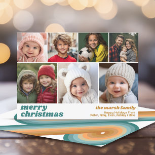 Cartes Pour Fêtes Annuelles 7 Collage photo - Joyeux Noël Retro Line Art