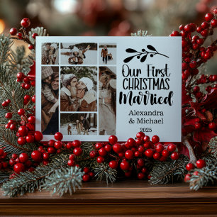 Cartes Pour Fêtes Annuelles 7 Photo Minimaliste Notre Premier Noël Mariés