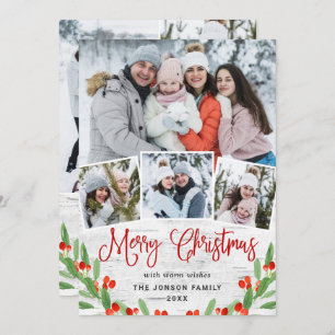 Cartes Pour Fêtes Annuelles 7 PHOTO Noël Rustic Birk Bark Salutation