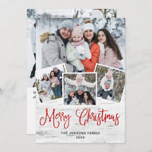 Cartes Pour Fêtes Annuelles 7 PHOTO Noël Rustic Birk Bark Salutation