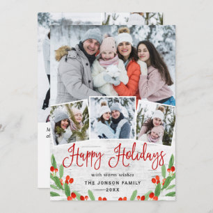 Cartes Pour Fêtes Annuelles 7 PHOTO Noël Rustic Birk Bark Salutation