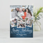 Cartes Pour Fêtes Annuelles 7 PHOTO Noël Rustique Bleu Bois Salutation (Debout devant)