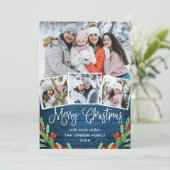 Cartes Pour Fêtes Annuelles 7 PHOTO Noël Rustique Bleu Bois Salutation (Debout devant)