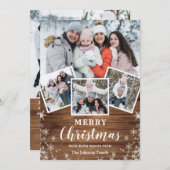 Cartes Pour Fêtes Annuelles 7 PHOTO Noël Rustique Bois Salutation (Devant / Derrière)