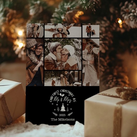 Cartes Pour Fêtes Annuelles 7 Photo Premier Noël en tant que M. & Mme