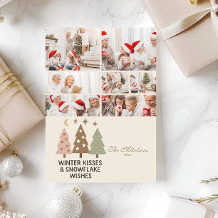 Cartes Pour Fêtes Annuelles 7 Photo Rétro Baisers d'Hiver et Vœux de Flocon de