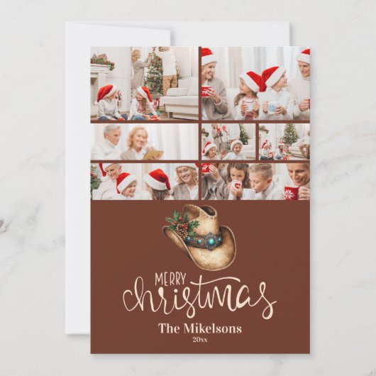 Cartes Pour Fêtes Annuelles 7 Photo Western Cowboy Casquette Noël (Devant)