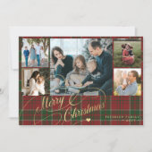 Cartes Pour Fêtes Annuelles 7 photos Merry Christmas script red green plaid (Devant)