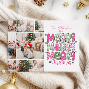 Cartes Pour Fêtes Annuelles 7 Pink Green Joyeux Noël
