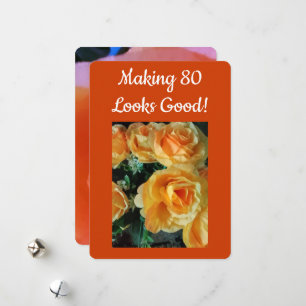 Cartes Pour Fêtes Annuelles 80 Citation Rose Orange Jaune Photo Avant Arrière