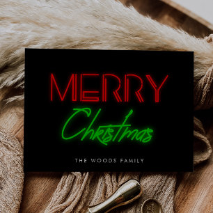 Cartes Pour Fêtes Annuelles 80s rétro néon lumières Joyeux Noël