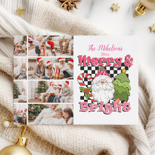 Cartes Pour Fêtes Annuelles 8 À damiers photo Joyeux et Joyeux Noël