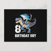 Cartes Pour Fêtes Annuelles 8 ans, 8e anniversaire Garçon requin Dinosaure Pri (Devant)