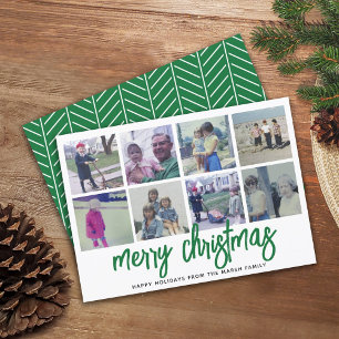 Cartes Pour Fêtes Annuelles 8 Collage photo - Joyeux Motif vert de Noël
