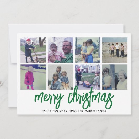 Cartes Pour Fêtes Annuelles 8 Collage photo - Joyeux Motif vert de Noël (Devant)