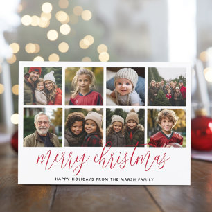 Cartes Pour Fêtes Annuelles 8 Photo Collage - Motif Rouge Joyeux Noël