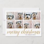 Cartes Pour Fêtes Annuelles 8 Photo Joyeux Noël Script Gold Damas (Devant)