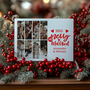 Cartes Pour Fêtes Annuelles 8 Photo Minimaliste Joyeux et Marié