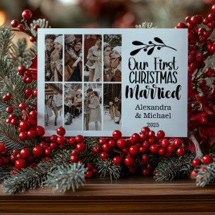 Cartes Pour Fêtes Annuelles 8 Photo Minimaliste Notre Premier Noël Mariés