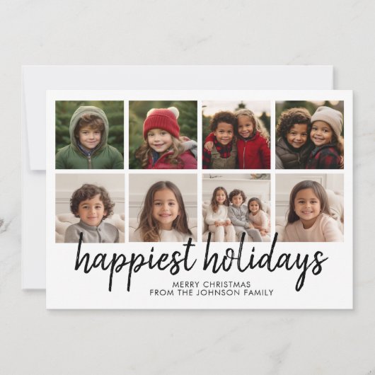 Cartes Pour Fêtes Annuelles 8 Photo Noir Blanc Minimal Lignes Rétro Noël (Devant)