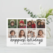 Cartes Pour Fêtes Annuelles 8 Photo Noir Blanc Minimal Lignes Rétro Noël (Debout devant)