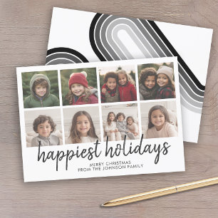 Cartes Pour Fêtes Annuelles 8 Photo Noir Blanc Minimal Lignes Rétro Noël