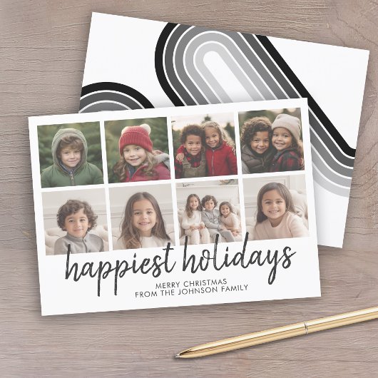 Cartes Pour Fêtes Annuelles 8 Photo Noir Blanc Minimal Lignes Rétro Noël