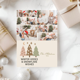 Cartes Pour Fêtes Annuelles 8 Photo Rétro Baisers d'Hiver et Vœux de Flocon de