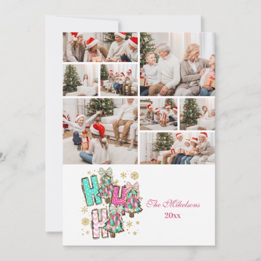 Cartes Pour Fêtes Annuelles 8 Photo Whimssical Ho Ho Famille de Noël (Devant)