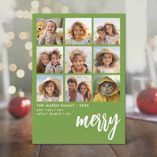 Cartes Pour Fêtes Annuelles 9 Décalage de photo - Écriture Gras Merry - Vert