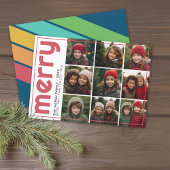 Cartes Pour Fêtes Annuelles 9 Décalage photo - Gras Joyeux Noël Retro Stripe