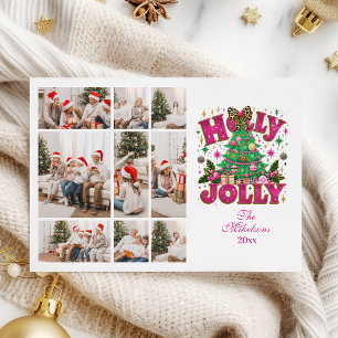 Cartes Pour Fêtes Annuelles 9 Paillettes Photo Léopard Ruban Holly Jolly