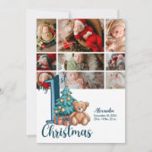 Cartes Pour Fêtes Annuelles 9 Photo Blue Teddy Baby 1er Noël (Devant)