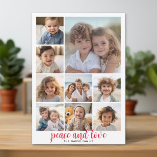 Cartes Pour Fêtes Annuelles 9 Photo Buffalo Plaid Noël Rouge Paix et Amour