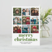 Cartes Pour Fêtes Annuelles 9 Photo Collage Joyeux Noël vert bonbon rayure (Debout devant)