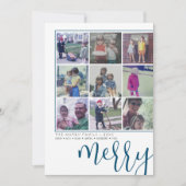 Cartes Pour Fêtes Annuelles 9 Photo Décalage - Script Gras Joyeux - Bleu Foncé (Devant)