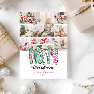 Cartes Pour Fêtes Annuelles 9 Photo Joyeux Noël Rétro Coloré