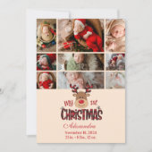 Cartes Pour Fêtes Annuelles 9 Photo Plaid Reindeer Baby First Christmas (Devant)